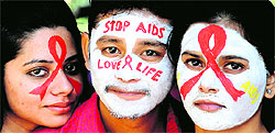 Students spread awareness on AIDS ahead of World AIDS Day at Panjab University on Friday