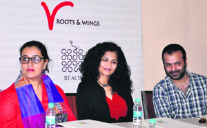 Kausar Munir, Gauri Shindey and Tarun attend the Doon Lit Festival in Dehradun on Friday. 