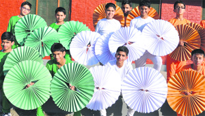 Boys wait for their performance during a function at Welham Boys School in Dehradun on Friday.