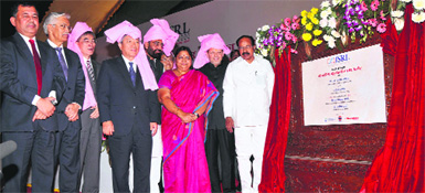 M Veerappa Moily, Union Minister for Petroleum and Natural Gas, at the inaugural ceremony of Styrene Butadiene Rubber Plant in Panipat on Friday. 
