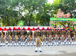 New recruits of the ITBP take part in the passing out parade in Sonepat on Friday. 