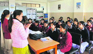Special classes for special children in progress at Government Girls Senior Secondary School at Portmore in Shimla on Friday.