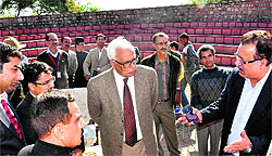 Governor NN Vohra reviews the restoration work at Reasi