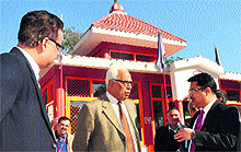 Governor NN Vohra reviews work on the restoration of Mahadev Temple in Reasi on Friday