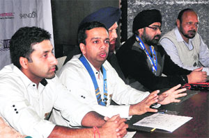 Members of Ludhiana Round Table address a press conference in Ludhiana on Friday