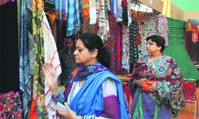 Craftspersons from different corners of India display their creations in the Crafts Mela.