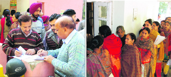 Heavy rush was witnessed as residents thronged a camp to deposit their property tax in Amritsar on Saturday.