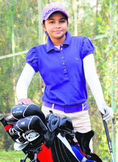 Vasundhara Thiara at the CGA Golf Range in Sector 6, Chandigarh, on Saturday.