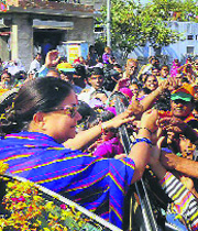 BJP leader Vasundhara Raje in Jhalawar on Saturday. 