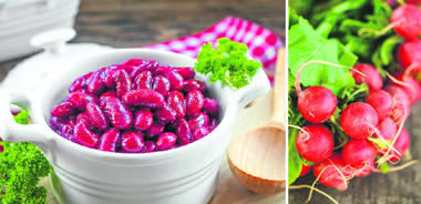 Complex carbohydrates like beans and root vegetables(R) like radish are good for diabetics as these delay stomach emptying and cause a slow rise in blood sugar levels