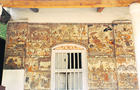 Many walls had been covered with murals