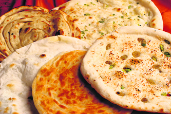 Indian breads such as kulchas, naan, roomali rotis are made from white, processed and refined flour