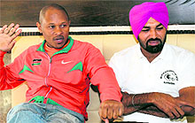 President of the Kenya Kabaddi Federation along with coach Manjinder Singh Brar