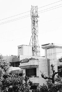 A mobile tower at a residence in Sector 12, Panchkula.