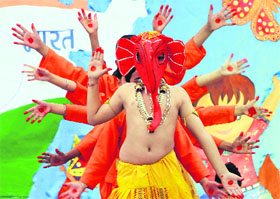 Children perform during the annual function at Ashmah International School, Sector 70, Mohali, on Sunday.
