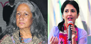 Authors Bulbul Sharma and Anuja Chauhan (right) at Doon Literature Festival