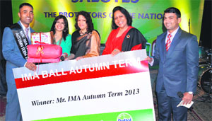 Junior Under Officer Rahul Bhattacharjee who was crowned Mr IMA and Sathvika who bagged the title of Miss IMA being awarded during the IMA Ball held at the Indian Military Academy, Dehradun, on Saturday evening. 