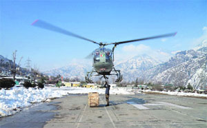 an IAF helicopter on a logistic support mission in snow-bound areas of Ladakh