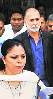 Tarun Tejpal at Sessions Court in Panjim on Sunday.