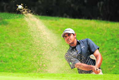 Gaganjeet Bhullar in action during the final round of the Indonesia Open golf tournament in Jakarta on Sunday.