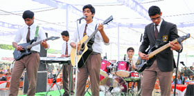 Students perform at the founders day celebrations of Welham Boys School in Dehradun on Sunday.
