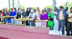 Kaithal ADC Arvind Malhan inaugurates the crushing session of the Kaithal Cooperative Sugar Mill in Kaithal on Monday.
