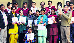 The students, who bagged the first, second and third prizes, in Ludhiana