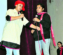 Students of the Government College for Girls stage a play in Ludhiana