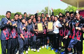 Punjab players in a jubilant mood after winning the overall trophy