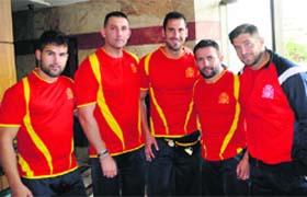 Members of the Spanish team participating in the World Cup Kabaddi in Bathinda on Tuesday