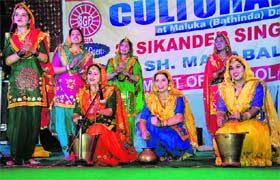 Rich culture: Students of Government Rajindra College perform giddha during a function at Maluka village in Bathinda on Monday evening