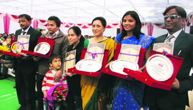 Visually impaired achievers who were honoured by the National Institute of Visually Handicapped in Dehradun on Tuesday.