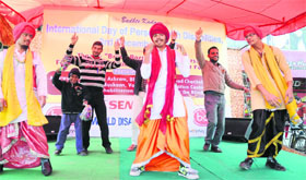 Special children perform during the International Day of Persons with Disabilities at Dugri in Ludhiana on Tuesday.