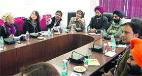 A team of journalists from Germany at the Civil Hospital in Amritsar on Wednesday