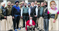 The accused who kidnapped the child (inset) in police custody in Ludhiana.