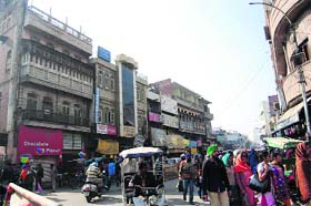 A view of the hotels near the Golden Temple in Amritsar