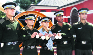 The award-winning cadets during the ACC graduation ceremony at the Indian Military Academy in Dehradun on Friday. 