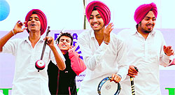 Students present an item during the 16th Ryan Minithon-2013 at Ryan International School, Chandigarh, on Saturday