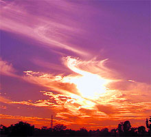 A colourful sunset at Dehradun on Saturday evening