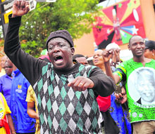 A man during a gathering of mourners in Soweto on Friday.