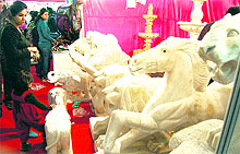 Visitors take a look at a stall during PITEX-2013 in Amritsar
