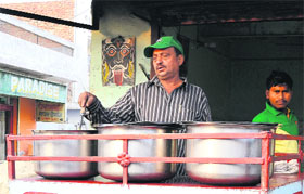 Rakesh Kumar Sharma alias Billu at his dhaba in Bathinda.