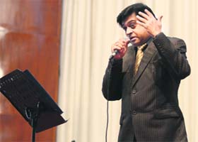 Amit Kumar performs at the PGI auditorium in Chandigarh on Sunday