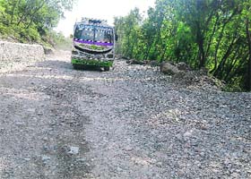 The potholed Tikri-Katra road in Udhampur district
