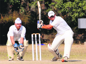 Players in action during the 16th Blessed Edmund Rice Cricket Tournament at St Johns School, Sector 26, in Chandigarh on Monday