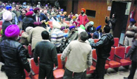 A general body meeting of the PAU Employees Union under way on Monday.