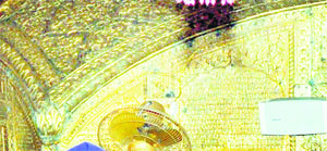 A view of the damaged gold plating inside the Golden Temple in Amritsar. 