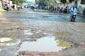State of affairs: Commuters face inconvenience near Paras Ram Chowk in Bathinda