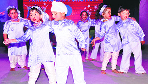 Students present a dance item during the annual day function of St Soldiers School, Sector 16, Panchkula, on Thursday. 