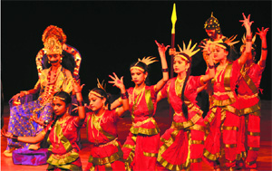Students of Tribune Model School perform during the ‘Panch Ratna’, a cultural programme, at Tagore Theatre in Sector 18, Chandigarh, on Thursday.